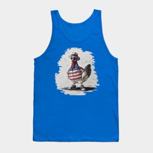 Chicken USA Flag Memoria independence Veteran 4th of July Day Celebration Tank Top